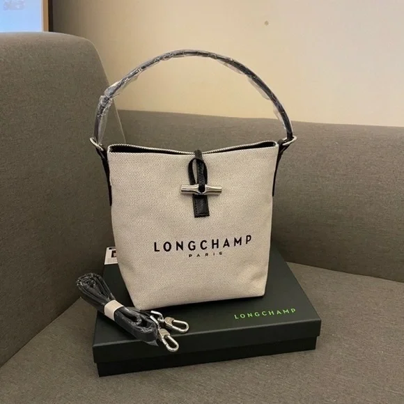 NWT Longchamp Essential Toile Bucket Bag - Picture 1 of 8